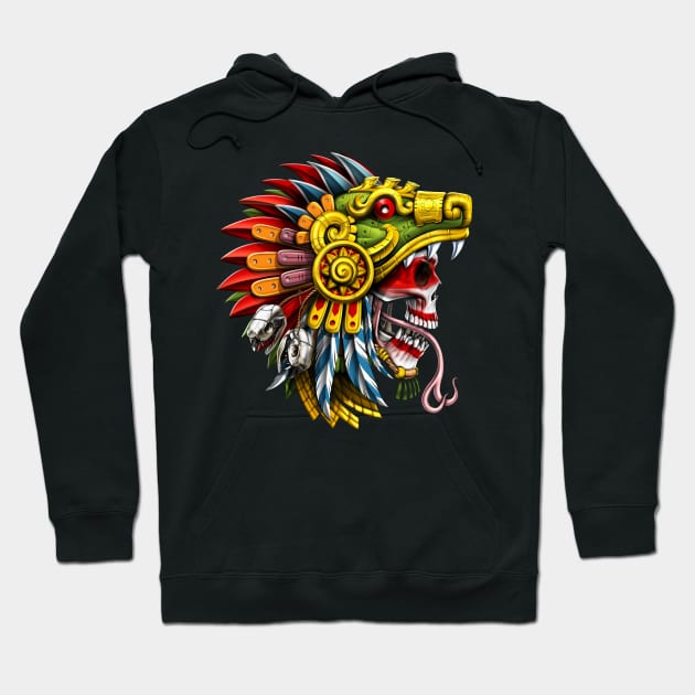 Aztec Serpent Skull Warrior Hoodie by underheaven